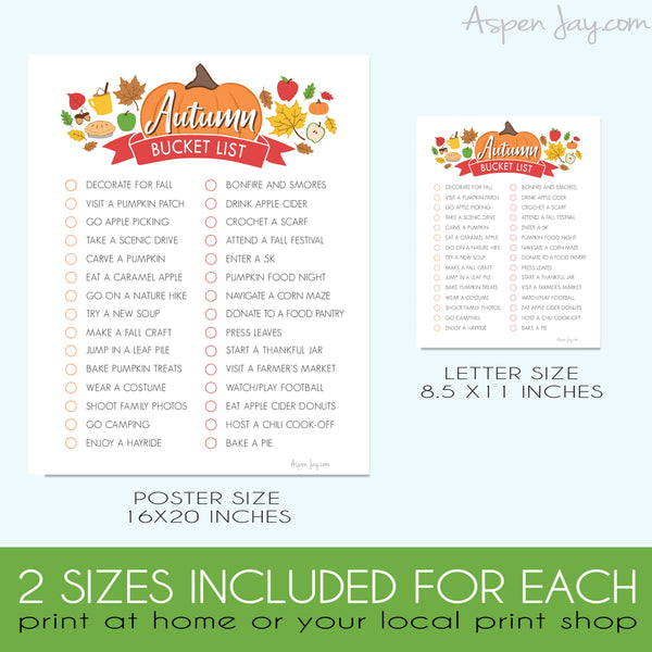 EDITABLE Fall Bucket List