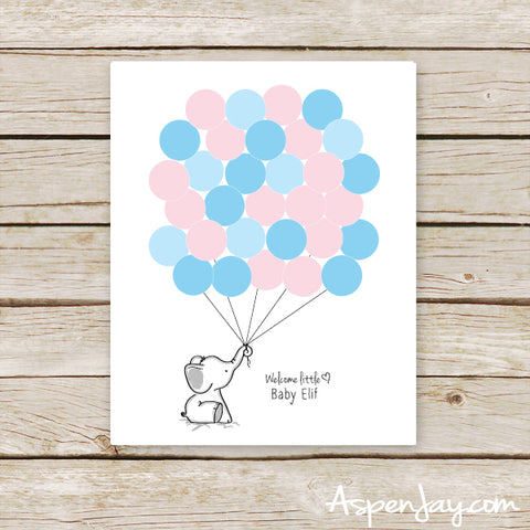Gender Reveal Elephant Balloon Guest Book