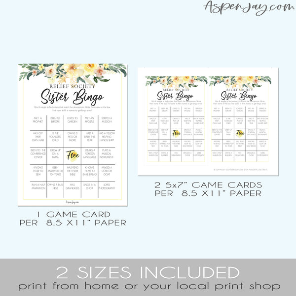 Floral Relief Society Bingo