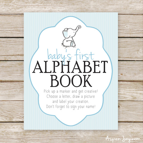 Blue Elephant First Alphabet Book Sign
