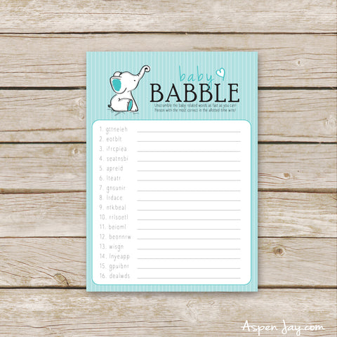 Turquoise Elephant Baby Scramble