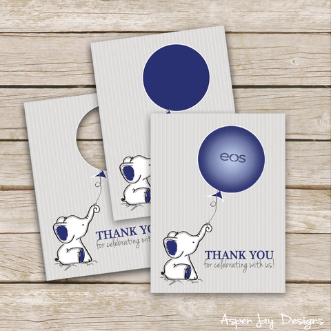 Navy Elephant EOS Lip Balm Favor Card