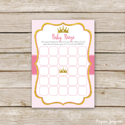 Pink Princess Baby Bingo