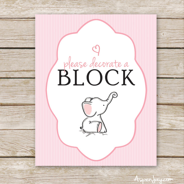 Pink Elephant Sign a Block Sign