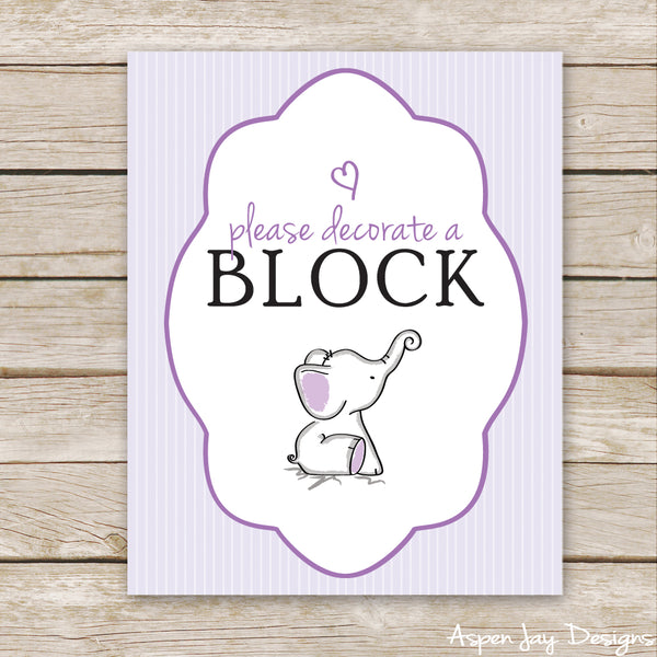Purple Elephant Sign a Block Sign