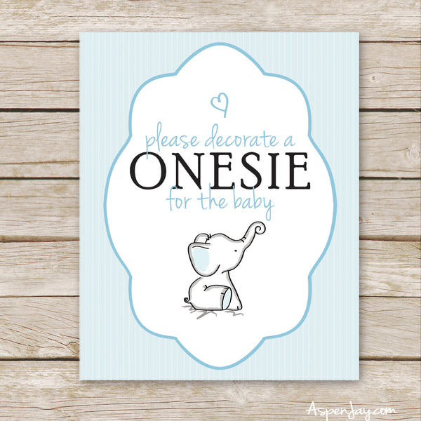 Blue Elephant Sign the Onesie Sign