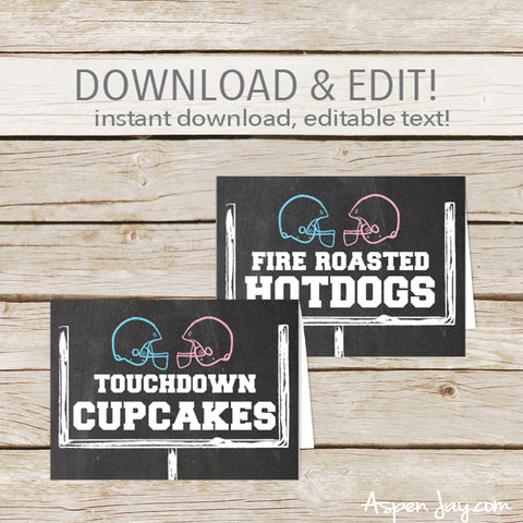 Editable Football Gender Reveal Labels