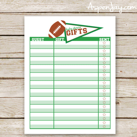 Football Baby Shower Gift List