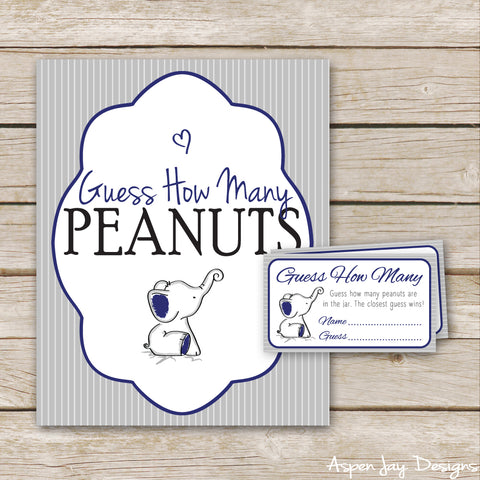 Navy Elephant Peanut Guessing Game