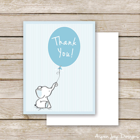 Blue Elephant Thank You Postcard