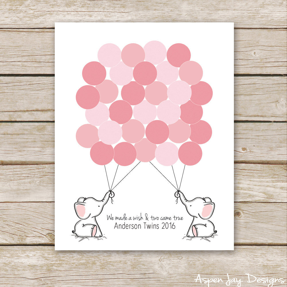 TWIN Pink Elephant Guest Book