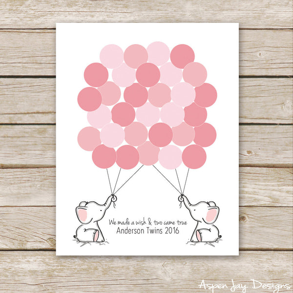 TWIN Pink Elephant Guest Book
