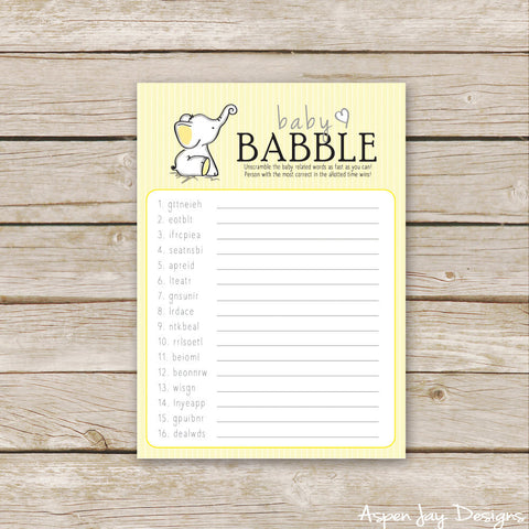 Yellow Elephant Baby Scramble