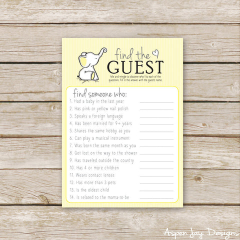 Yellow Elephant Find the Guest