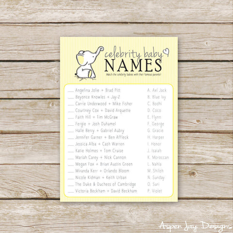 Yellow Elephant Celebrity Baby