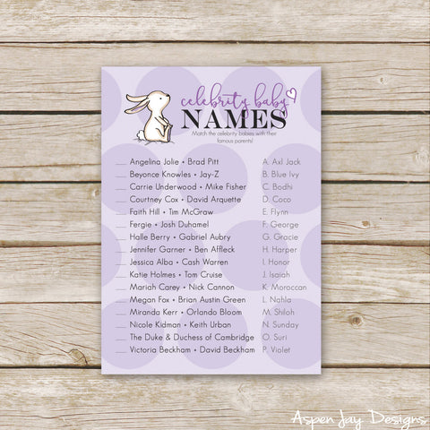 Purple Bunny Celebrity Baby