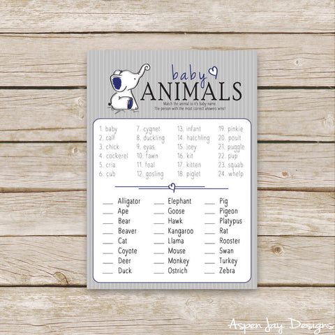 Navy Elephant Baby Animal Names