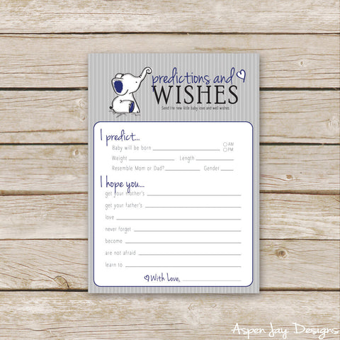 Navy Elephant Predicitons & Wishes for Baby