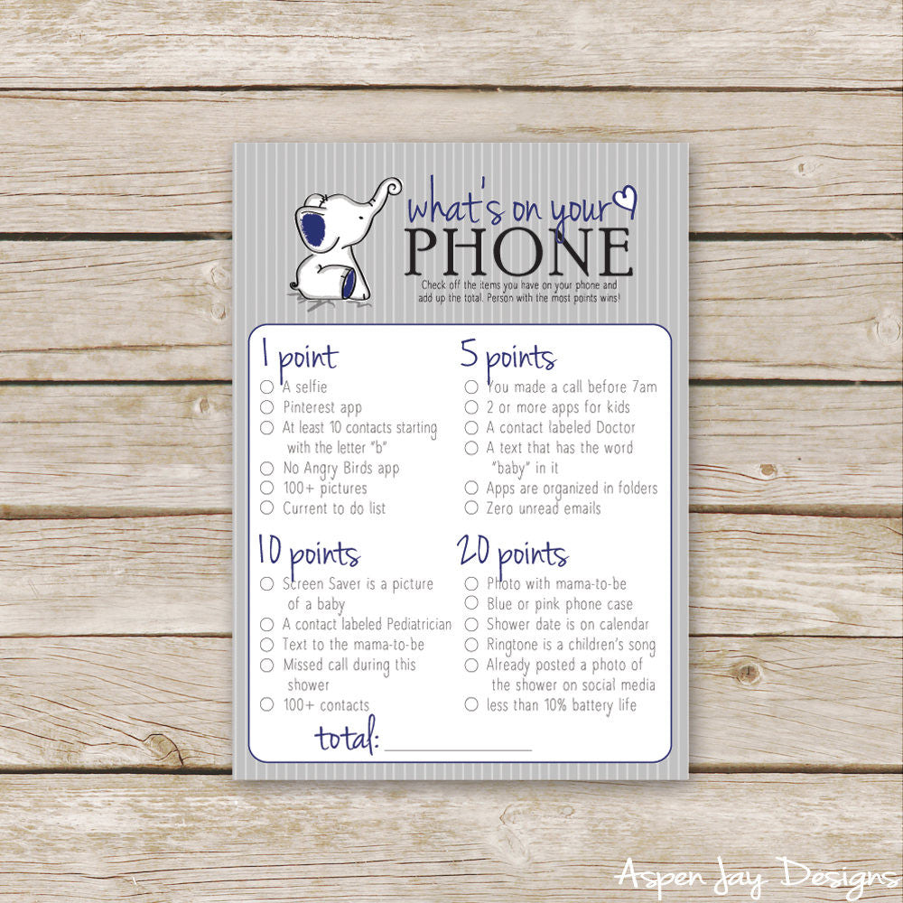 Navy Elephant What's on your Phone