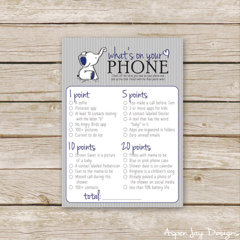 Navy Elephant What's on your Phone