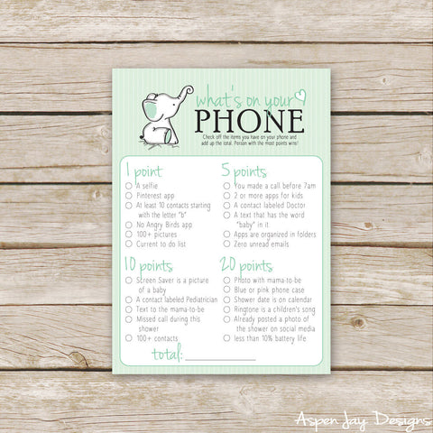 Green Elephant What's on your Phone