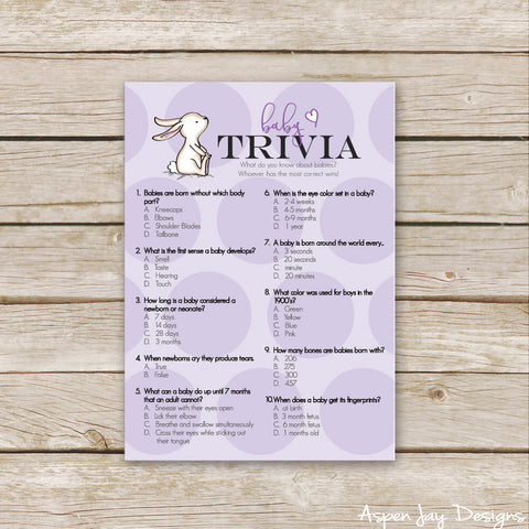 Purple Bunny Baby Trivia