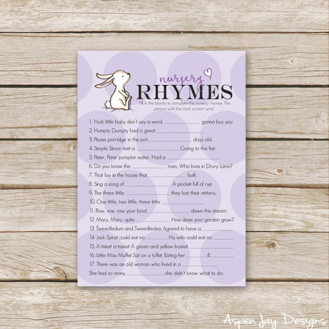Purple Bunny Nursery Rhymes