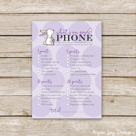 Purple Bunny What's on your Phone