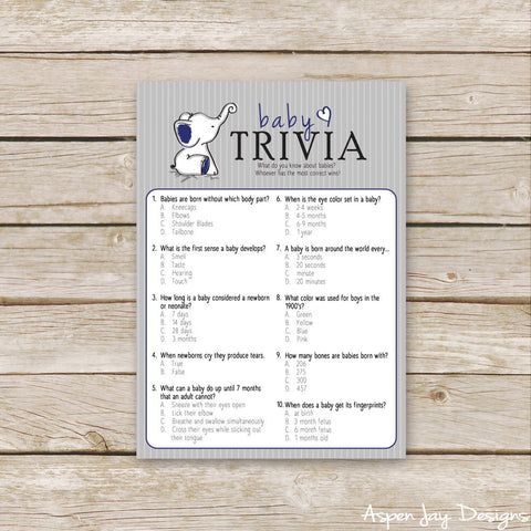 Navy Elephant Baby Trivia