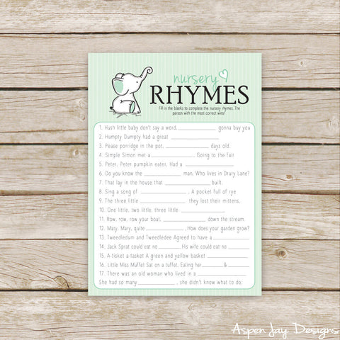 Green Elephant Nursery Rhymes