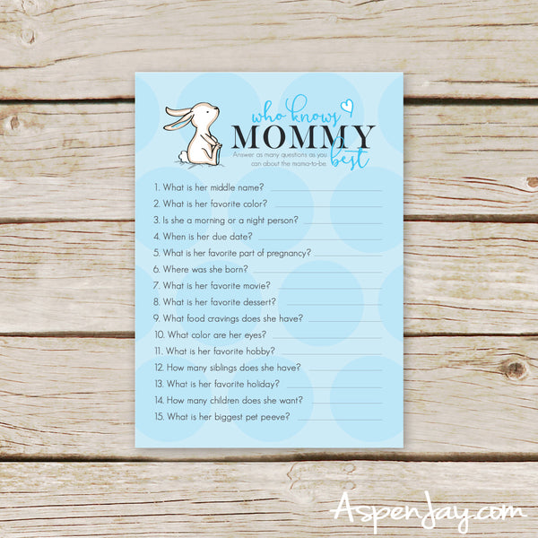 Blue Bunny Who Knows Mommy Best