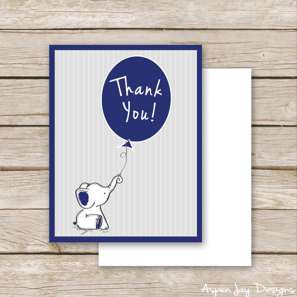 Navy Elephant Thank You Postcard