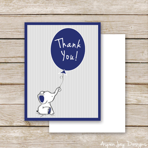 Navy Elephant Thank You Postcard