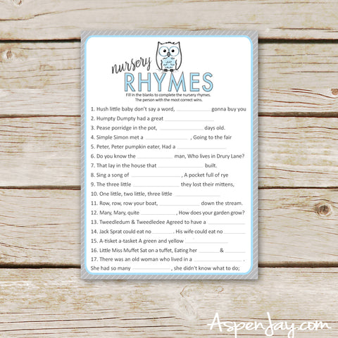 Blue Owl Nursery Rhymes