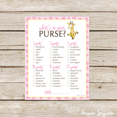 Giraffe What's in your Purse