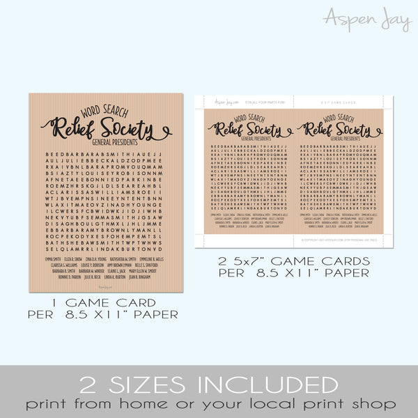 Relief Society Word Search