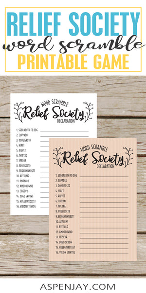 Relief Society Declaration Word Scramble
