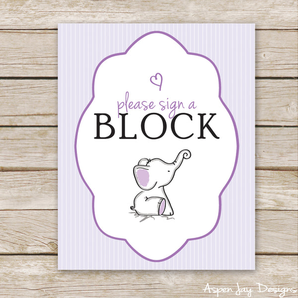 Purple Elephant Decorate a Block Sign