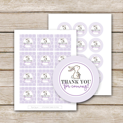 Purple Bunny Thank-You Favor Tags